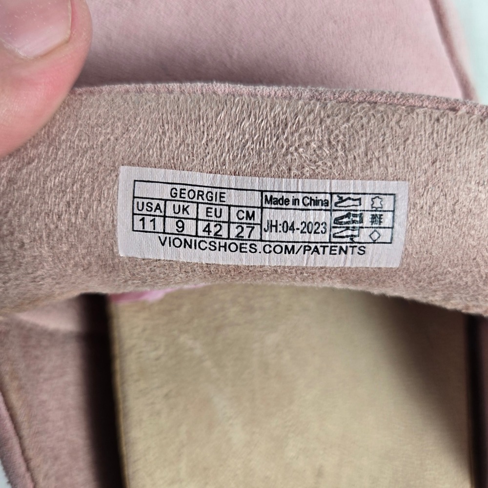 Vionic Georgie Pink Suede Chain Link Mule Slippers Clog Orthotic Shoes Womens 11 - Picture 8 of 9